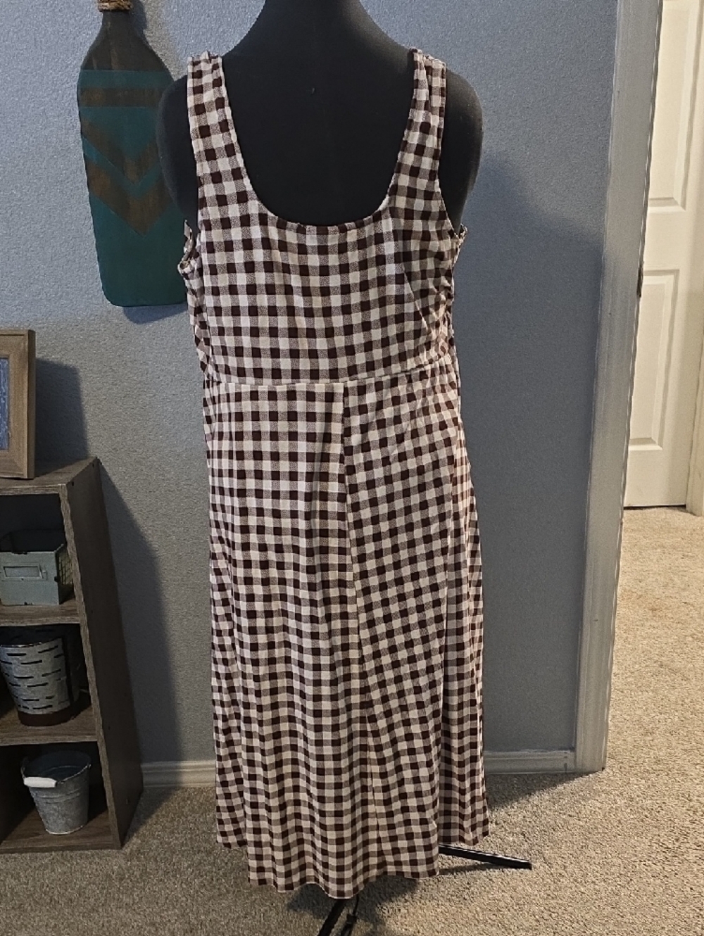 torrid Brown and White Gingham Ponte Sleeveless Midi Dress - Picture 2 of 2